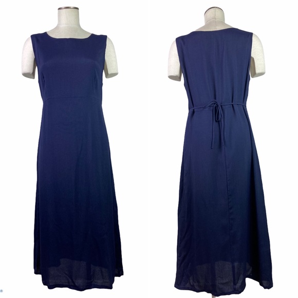 Vintage Navy Empire Waisted Dress Lagenlook